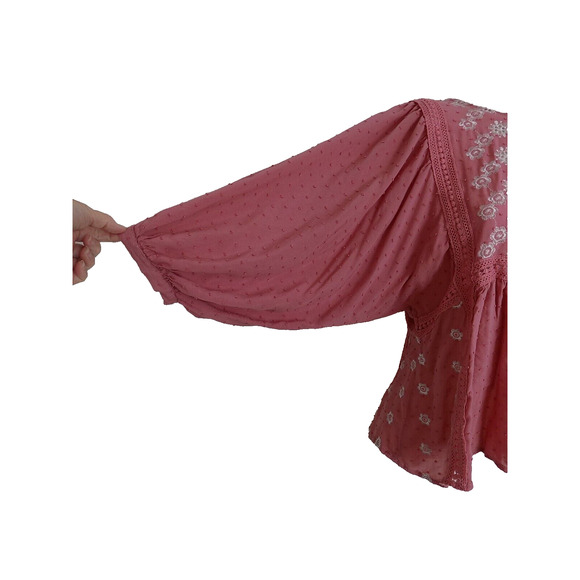 LIV Los Angeles boho top peasant blouse size Large embroidered - Picture 3 of 10